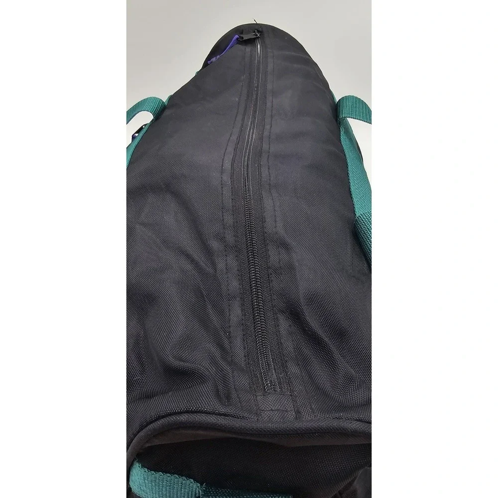 Vintage Dunlop Sport Duffle Gym Athletic Bag Black Green Purple Shoulder Strap